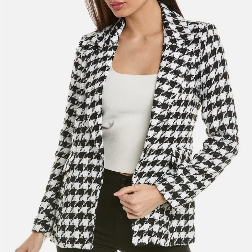 Women's Black and White Houndstooth Blazer MEDIUM